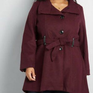 Modcloth Winterberry Tart Burgundy Coat Steve Madden